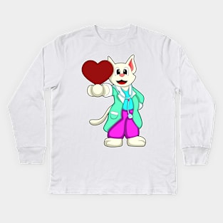 Cat as Doctor with Heart Kids Long Sleeve T-Shirt